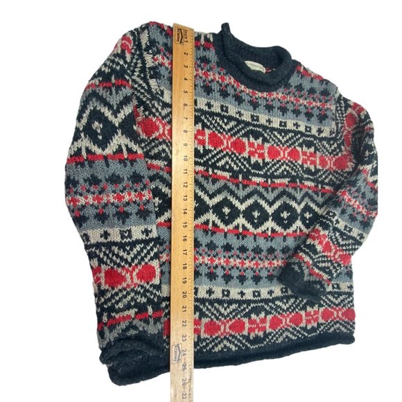 Vintage Nordic Wool Blend Mock Neck Sweater Red Black & Gray Men’s size Large - Picture 4 of 6